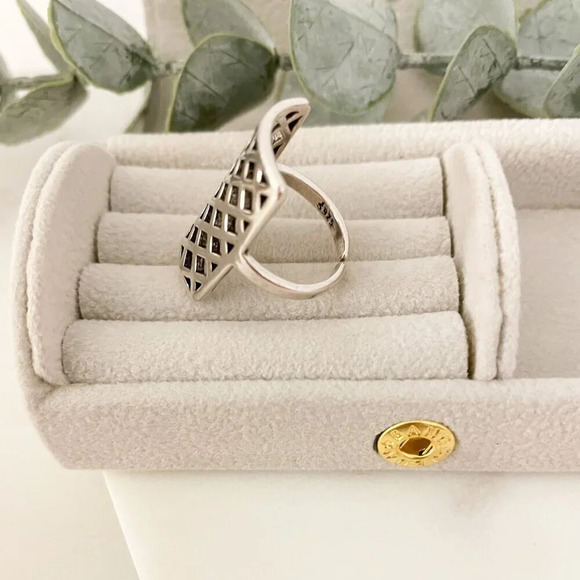 925 Sterling Silver Large Rectangle Ring Chunky Thick Bold Wide Statement Ring - Picture 11 of 11